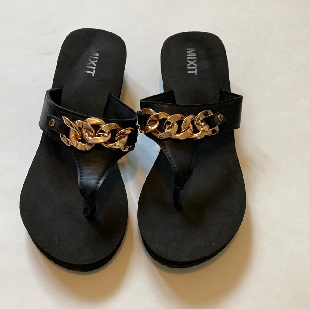 Mixit Rose Gold Wedge Flip Flop Sandals